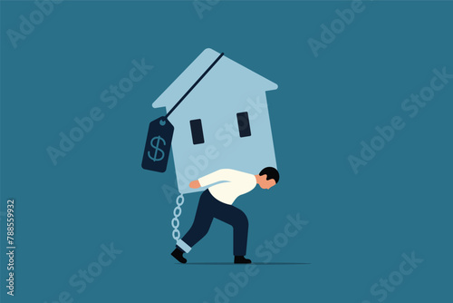 Real Estate Crisis Concept. Overpaying in Real Estate and House Mortgages.