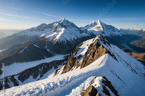 Snow mountain peak photo