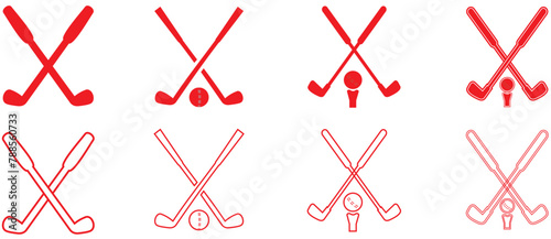 Pair of Iron or wedge Golf club flat vector icon for sports apps and websites. vector illustration isolated on White background photo