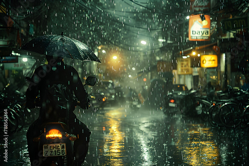 Complex cityscape on a dark rainy day during the rainy season
