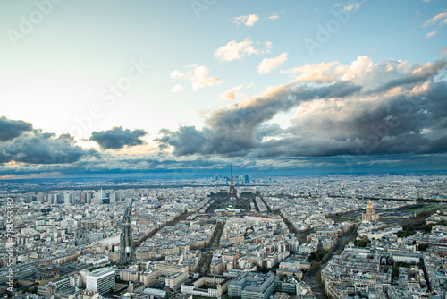 aerial view of Paris with Eiffel Tower  France © Melinda Nagy