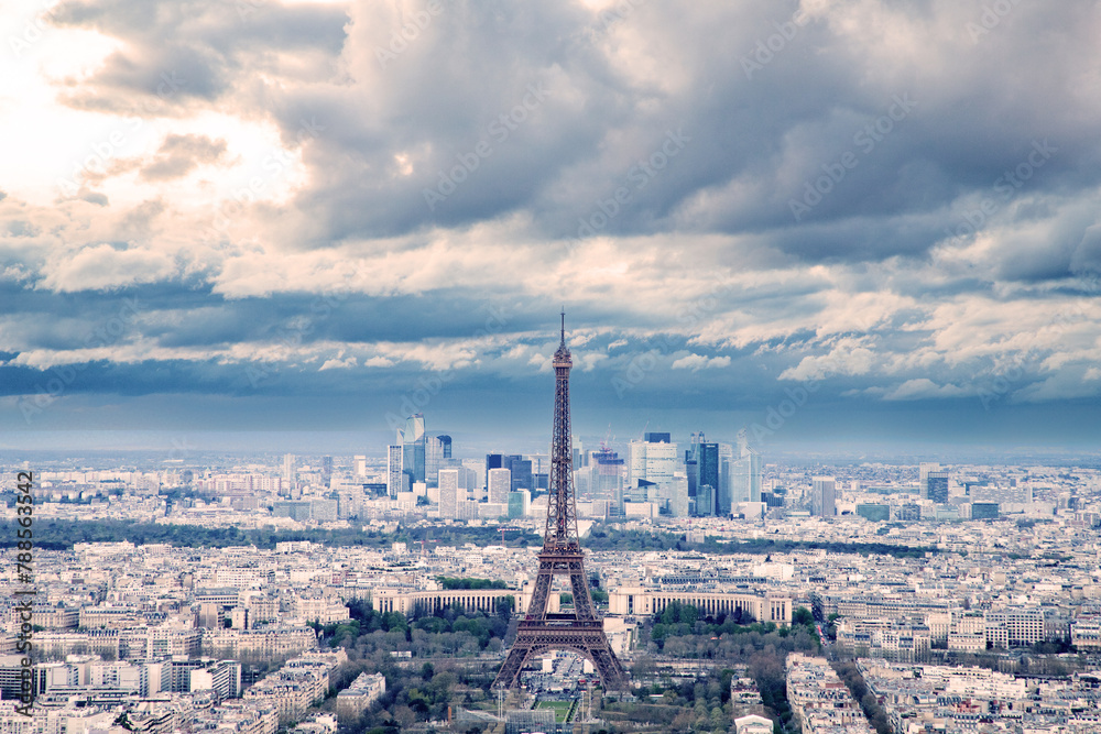 aerial view of Paris with Eiffel Tower France aerial view of Paris with Eiffel Tower France