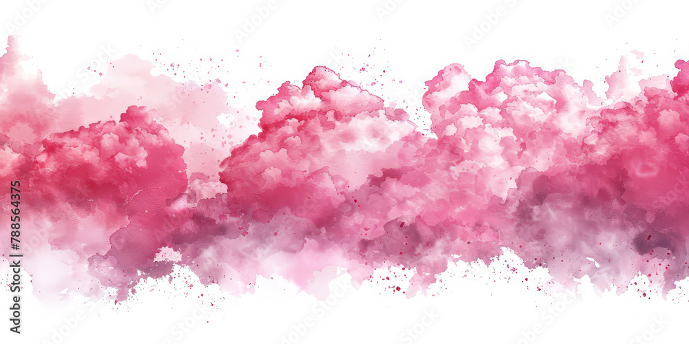 Pink watercolor  on white background, pink cloud watercolor, copy space