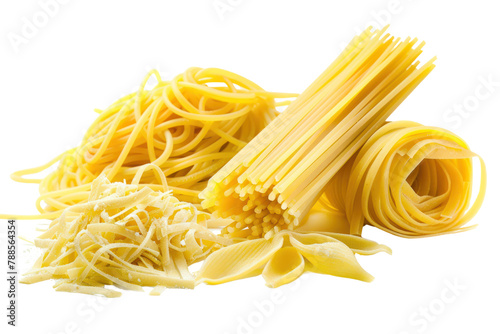 yellow noodles isolated on white background