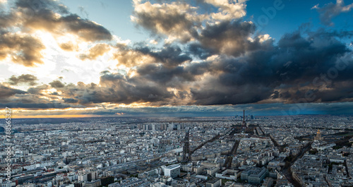 aerial view of Paris with Eiffel Tower  France © Melinda Nagy