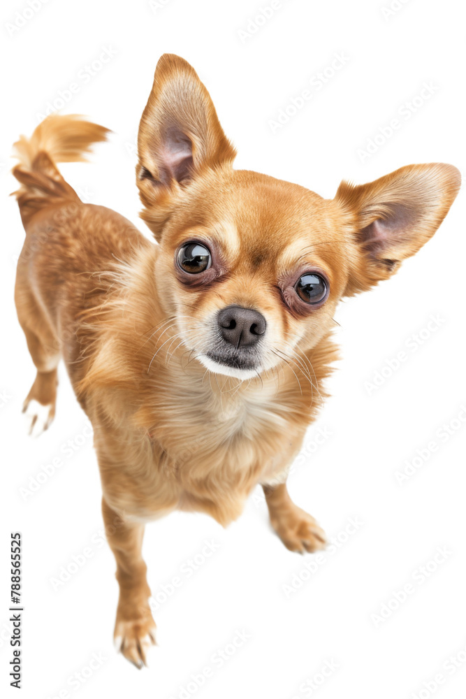 Chihuahua dog standing, top view, isolated on transparent background