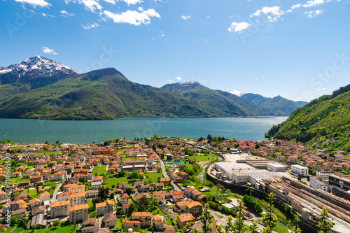 View of the upper Lake Como and the town of Dongo. 