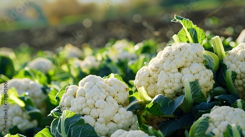 Freshly harvested cauliflower in a field photo