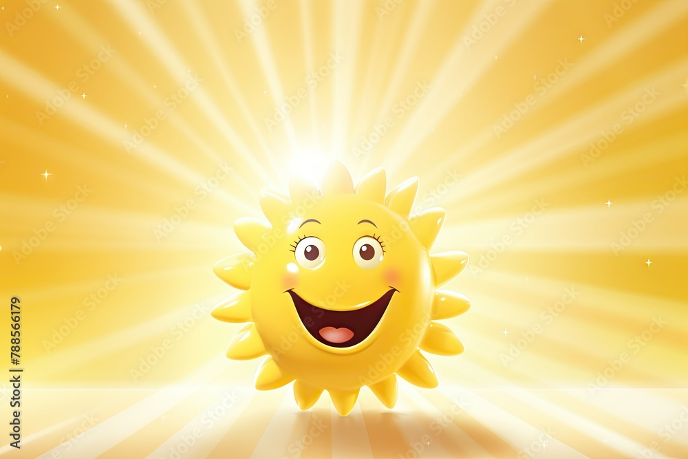 Animated sun with a happy face on a bright background