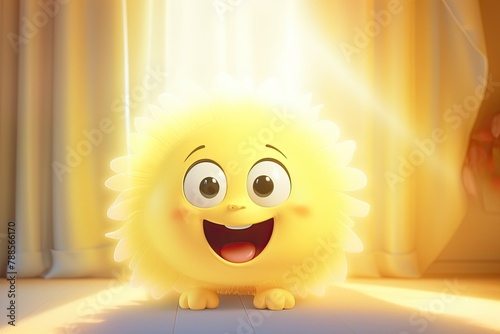 cute fluffy creature glowing in sunlight