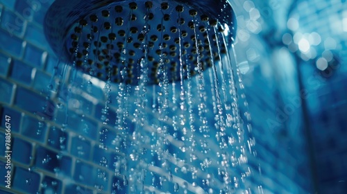 Close up of a shower head in a bathroom. Suitable for home improvement projects