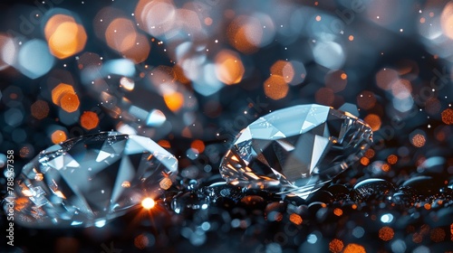 Gems of affluence, diamonds on dark surface photo