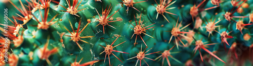Vibrant Cactus Spines Close-up: A Study of Desert Flora Textures