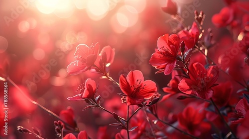 Floral radiance  red blooms in the soft sunlight