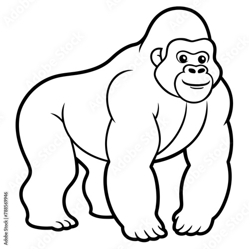 gorila illustration mascot Jackal silhouette gorila vector icon svg characters Holiday t shirt black gorila drawn trendy logo Vector illustration gorila line art on a white background