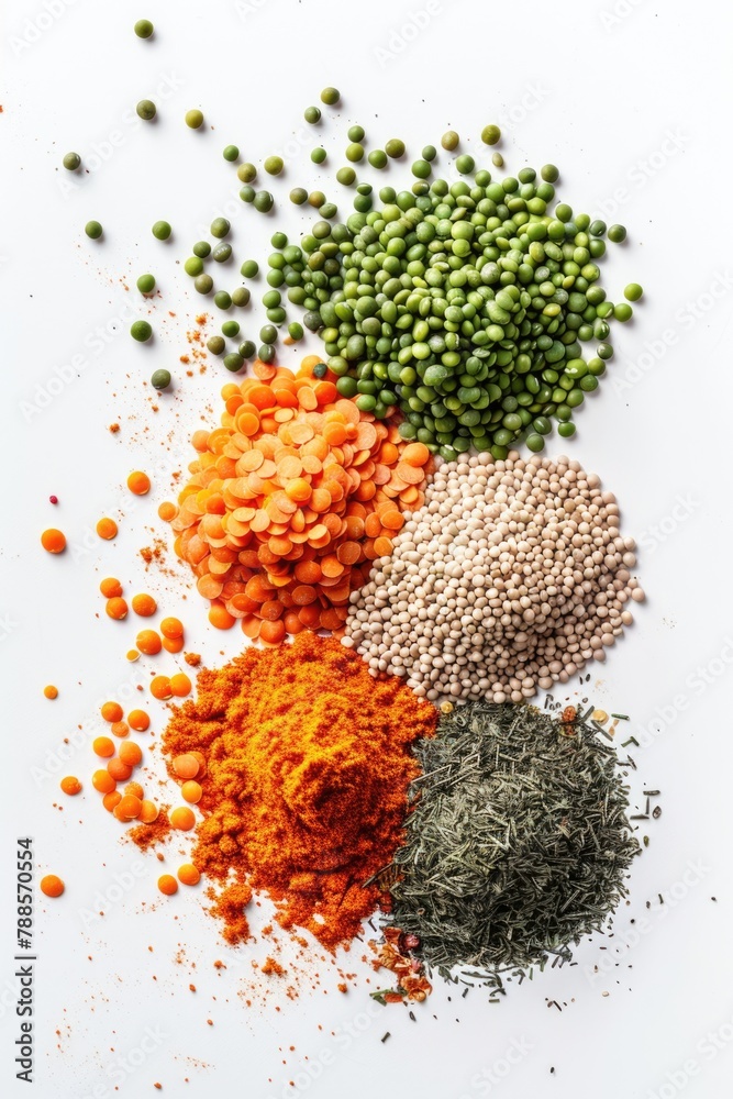 Assorted spices on a clean white background. Ideal for culinary concepts Assorted spices on a clean white background. Ideal for culinary concepts