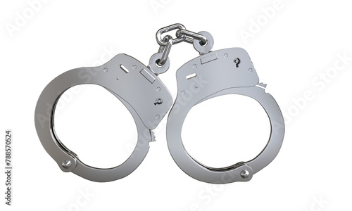 Steel handcuffs on white background © tiero