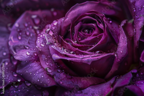 Dew-Kissed Purple Rose in Full Bloom with Soft Petals