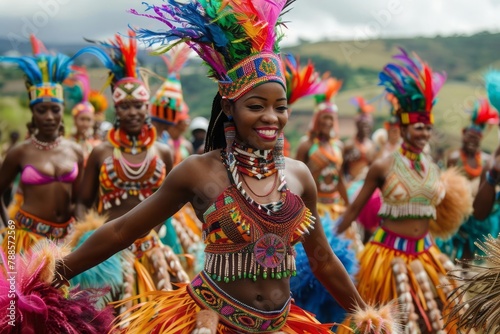Zulu Reed Dance, South African tradition, vibrant colors, cultural celebration
