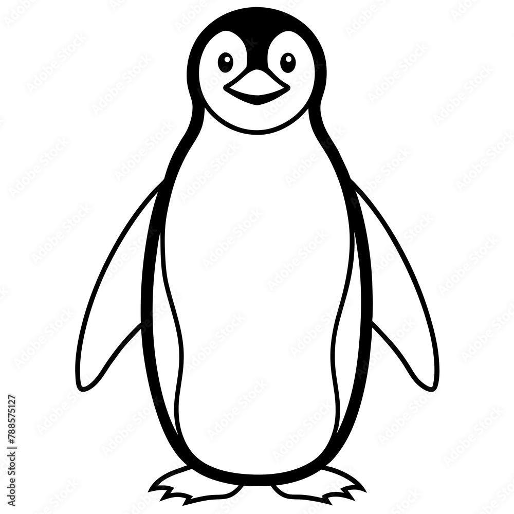 Fototapeta premium penguin illustration mascot,penguin silhouette,penguin vector,icon,svg,characters,Holiday t shirt,black penguin drawn trendy logo Vector illustration,penguin line art on a white background