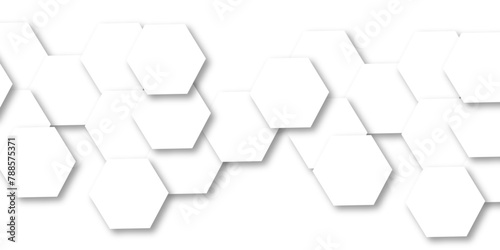 Abstract white background with hexagon and hexagonal background. Luxury white pattern with hexagons. abstract 3d hexagonal background with shadow. 3D futuristic abstract honeycomb mosaic background.