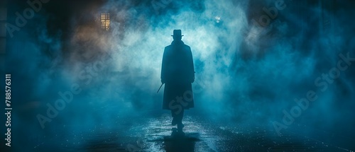 Victorian Sleuth Unveils Mystery in Misty London. Concept Victorian, Sleuth, Mystery, Misty London, Unveil