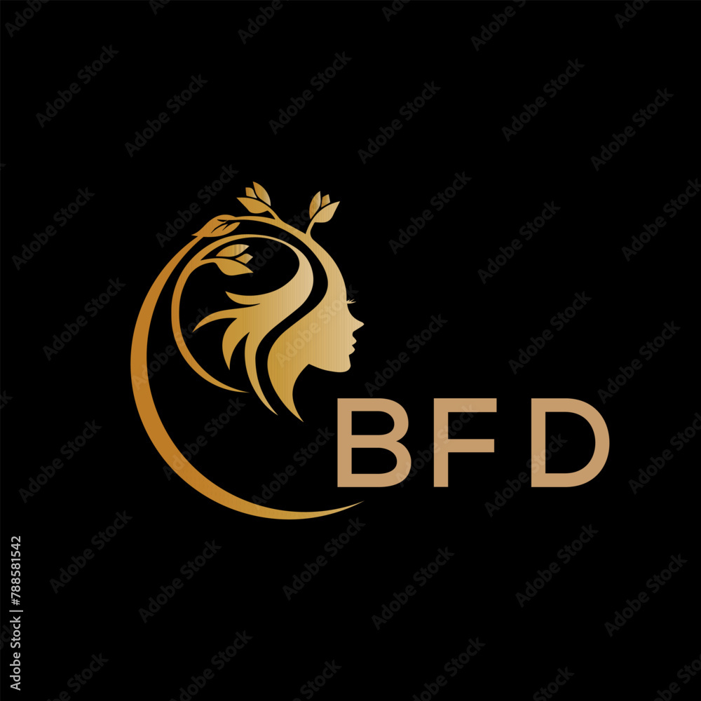 BFD letter logo. best beauty icon for parlor and saloon yellow image on black background. BFD Monogram logo design for entrepreneur and business.	
