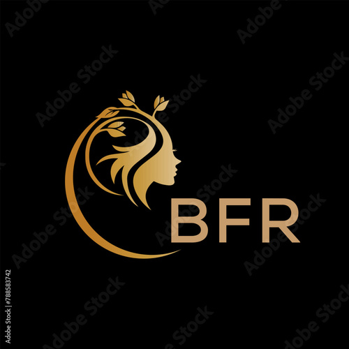 BFR letter logo. best beauty icon for parlor and saloon yellow image on black background. BFR Monogram logo design for entrepreneur and business.	
 photo