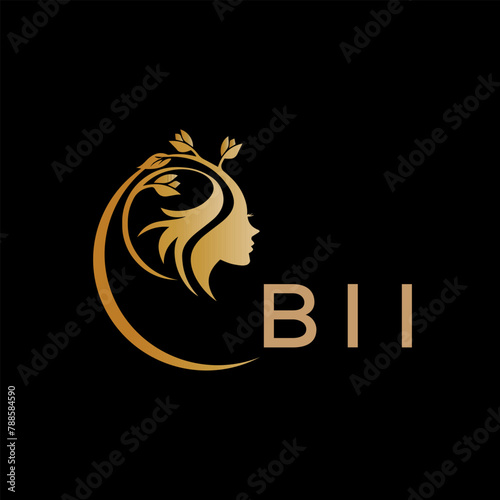 BII letter logo. best beauty icon for parlor and saloon yellow image on black background. BII Monogram logo design for entrepreneur and business.	
 photo