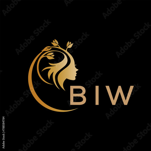 BIW letter logo. best beauty icon for parlor and saloon yellow image on black background. BIW Monogram logo design for entrepreneur and business.	
 photo