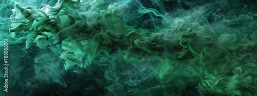A dark green smoke effect with swirling patterns of fog and mist, creating an ethereal atmosphere for a fantasy themed background