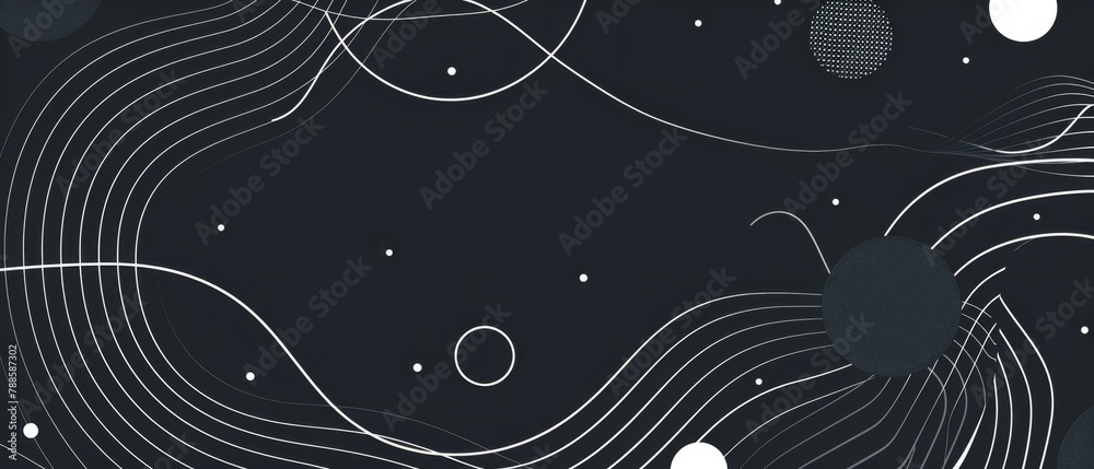 Abstract background with white lines on dark grey, with simple geometric shapes in circles and curves for a design template A modern minimal line art background Generative AI Abstract background with white lines on dark grey, with simple geometric shapes in circles and curves for a design template A modern minimal line art background Generative AI