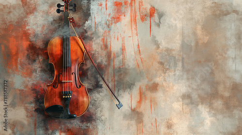 Violino no fundo de ferrugem - Ilustração
