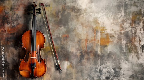 Violino no fundo de ferrugem - Ilustração