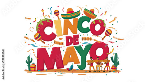 CINCO DE MAYO  text isolated on transparent  PNG background  Generative ai