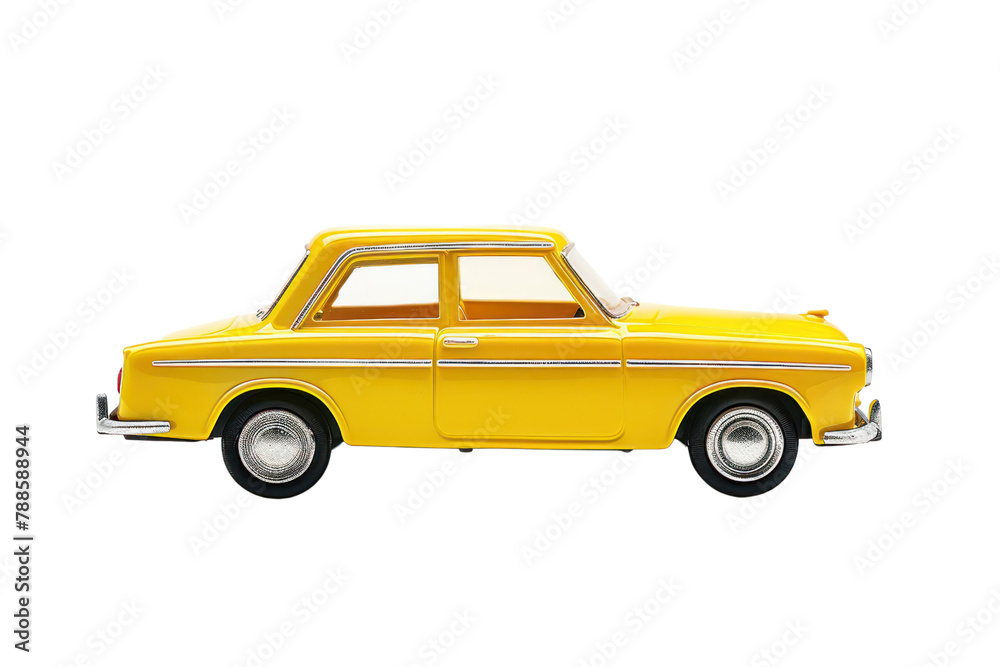 Yellow van model isolated on white background.