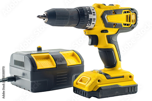 Cordless drill isolated on white background.