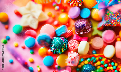 candy sweets and birthday cake. selective focus. © Яна Ерік Татевосян