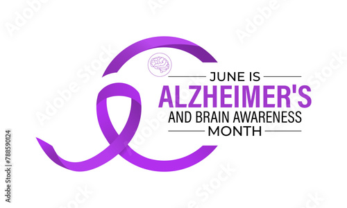 Alzheimer's and Brain awareness month is observed every year in June Vector Illustration. Banner design template.
