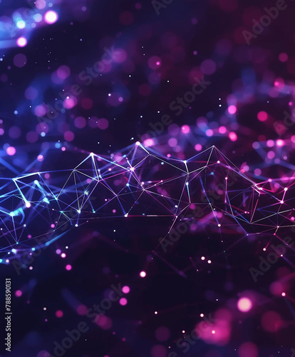 Abstract futuristic communication neon low poly motion background AI-generated Image