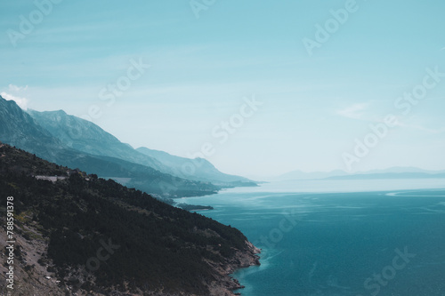 sea and mountains, view from the mountains