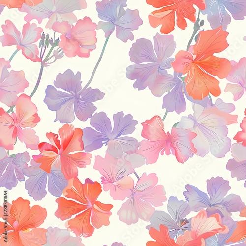  Soft Pastel Hibiscus Pattern  Delicate Floral Illustration