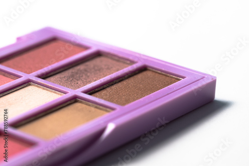 Cosmetic makeup eyeshadow. Different color. Beauty accessories. Close-up macro shot
