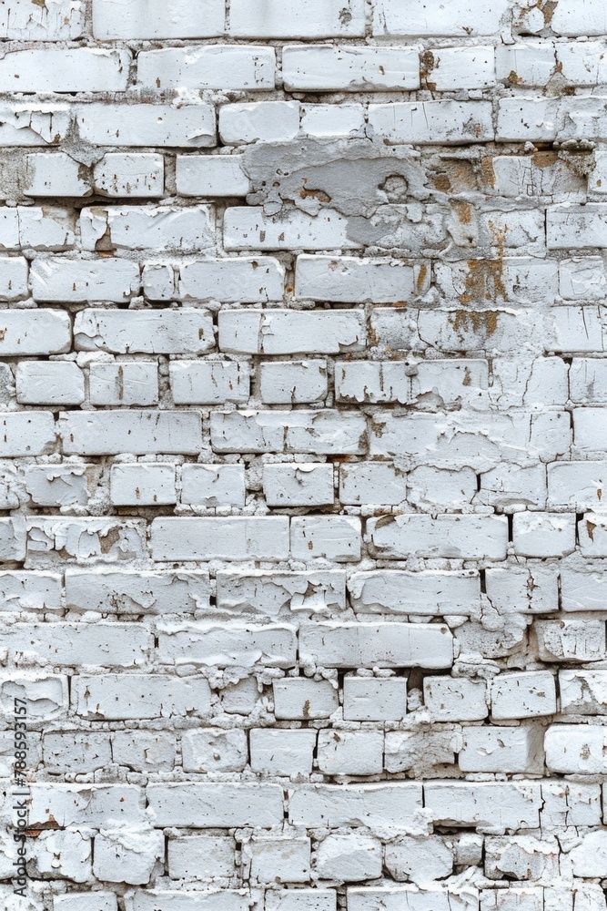 A white brick wall with peeling paint. Suitable for backgrounds and textures A white brick wall with peeling paint. Suitable for backgrounds and textures