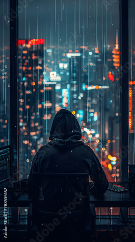 people working crypto trading wearing hoodies seen from behind