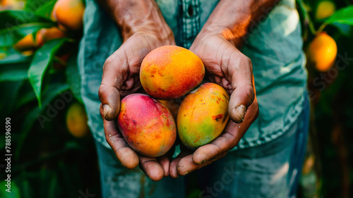 mango in the hands of a farmer. selective focus. © Яна Ерік Татевосян