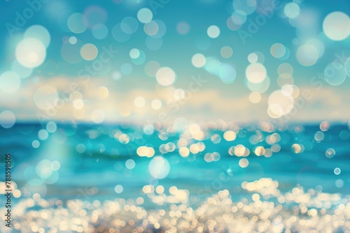 Blurry photo of the ocean and sand, suitable for travel websites or vacation promotions © Fotograf