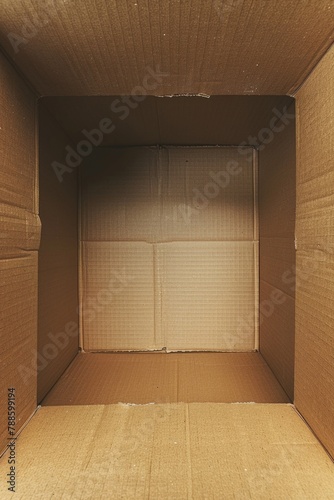 A simple image of an open cardboard box with a closed door, suitable for various concepts and designs