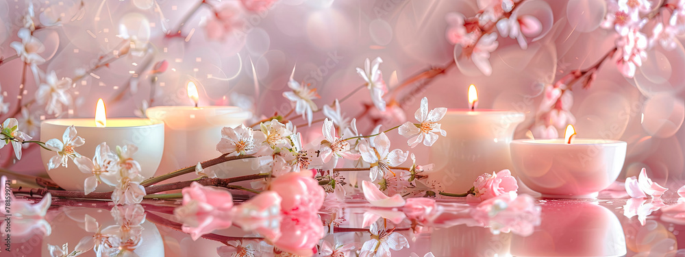 candles and flowers spa beautiful background. selective focus. candles and flowers spa beautiful background. selective focus.