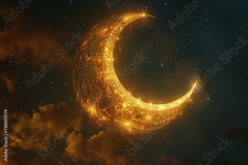 The symbol of the holy holiday of Eid al-Adha. A crescent moon and a star. The halal symbol